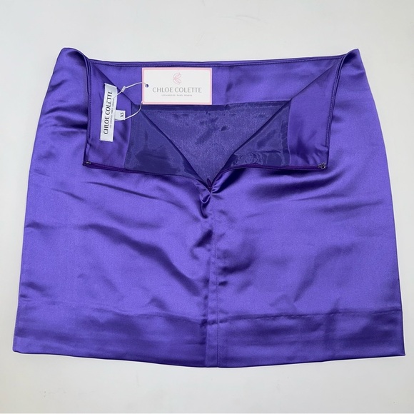 Chloe Colette Jenny Satin Mini Skirt Purple XS High Waist Party Clubwear - Picture 4 of 9